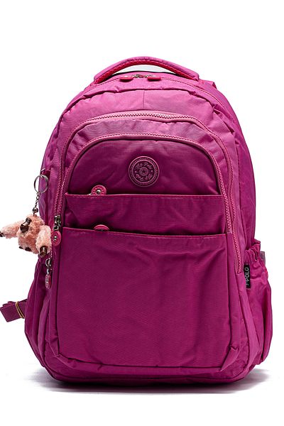 Go Veform Rucsac de zi cu zi și școală din țesătură șifonată impermeabilă cu mai multe buzunare MYP8610 fucsia