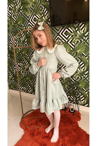 Genel Markalar Wednesday Hazır Yaka Vintage Çocuk Elbise