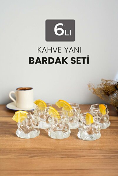 Hayveys 6 Adet Kahve Yanı Üzüm Model Cam Bardak