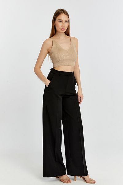 Bolivente Black Palazzo Wide Leg Woven Fabric Trousers
