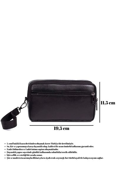 CERFF LEATHER CLUP Черно мъжко портфолио от естествена кожа
