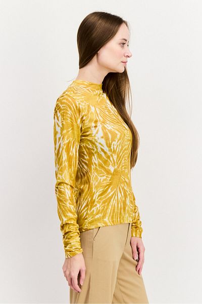 Scotch & Soda Women Round Neck Tie Dye Long Sleeve Top, Mustard