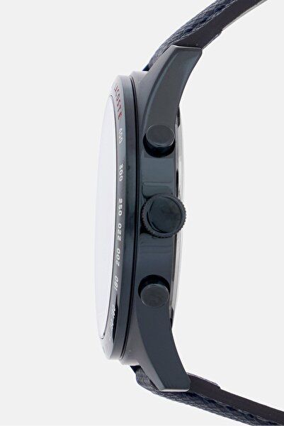 Lacoste Men 2011297 Chronograph Round Leather Watch 44 mm, Blue