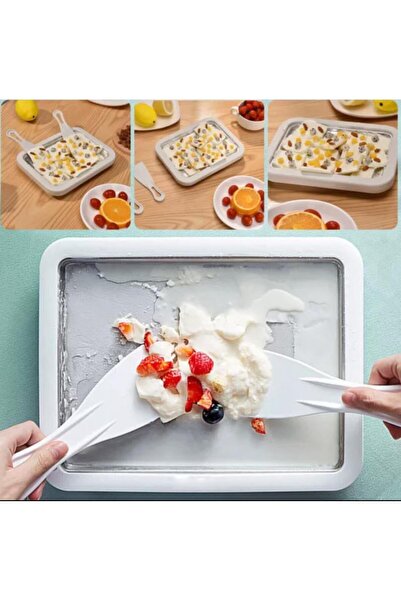 Hayveys Household Korean Style Roll Ice Cream Pan with Spatula Yogurt Dessert Bowl Plate