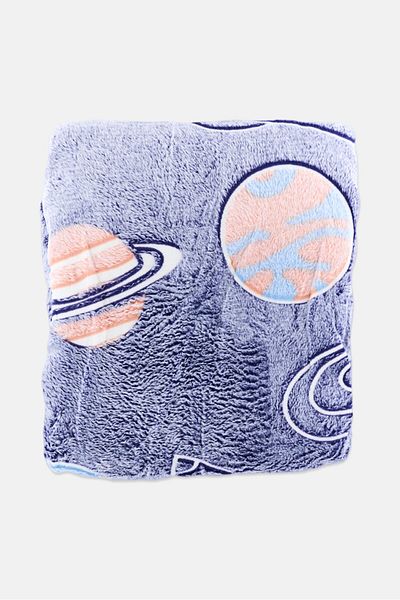 Preschool Fun Kids Textured Throw Blanket 130 X 160 Cm, Navy