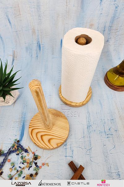 MONTESEV 2Pcs Wooden Pine Tree Paper Towel Holder Wooden Napkin Holder Kitchen Organizer