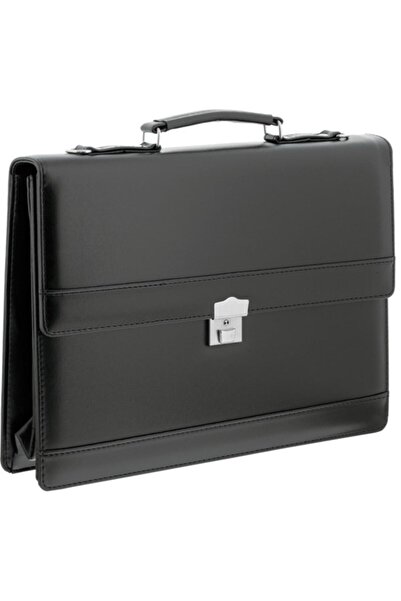 EGESTA حقيبة جلدية حديثة للأعمال والمكتب، حقيبة أنيقة - أسود (مقفلة)