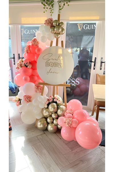 Parti Setim Macaron Pink/ Natural Pink/ White/ Gold Chrome Balloon Chain Set of 60