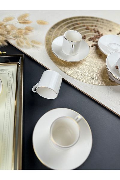 PORSER Lumina Gold 4 Piece Coffee Cup Set for 2 People
