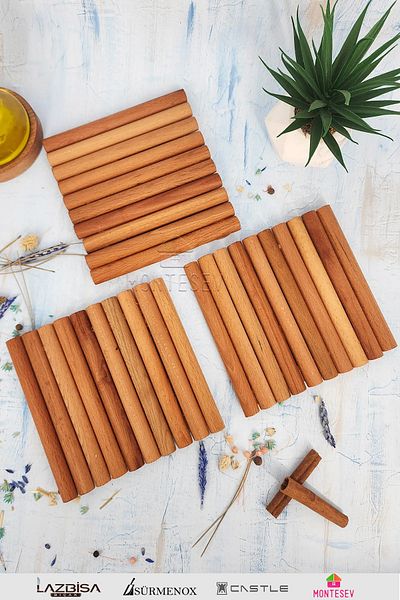 MONTESEV Elit Wooden Pot Pan Teapot Rack Trivet Set Colorful Set of 3