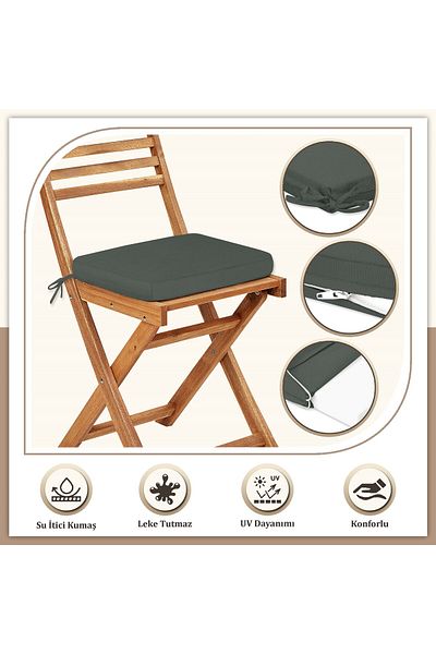 Evim Canvas Chair Cushion - 40 X 40 cm Stain Resistant Zippered Smoked Liquid Proof