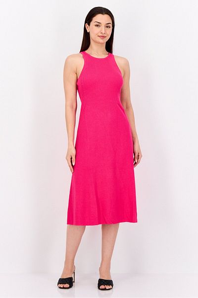 Esprit Women Ribbed Midi Dress, Pink