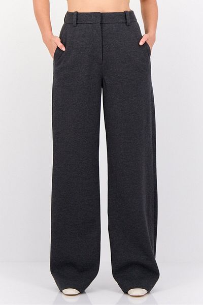 Esprit Women Regular Fit Textured Wide Leg Pants, Black