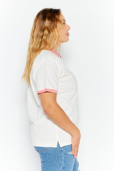 Nautica Women Spread Collar Short Sleeve Embroidered Logo Polo Shirt, White