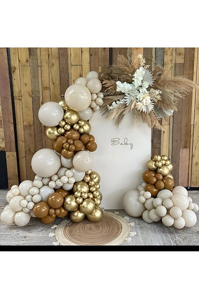 Parti Setim Caramel Brown/ Smoke/ Gold Chrome Balloon Chain Set of 60
