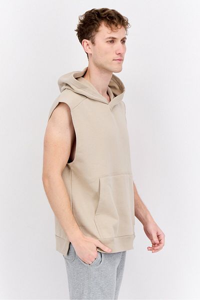 adidas Men Sportswear Fit Sleeveless Outdoor Hoodie, Taupe