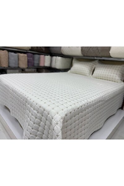 FİBELLA HOME COLLECTİON Çift Kişilik Kapitoneli Yatak Örtüsü Takımı - Pike Takımı - Beyaz