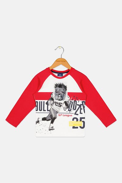 Chicco Toddlers Boy Graphic Print Long Sleeves Top, Red Combo