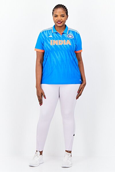 adidas Women Sportswear Fit Short Sleeves Cricket Jersey, Blue