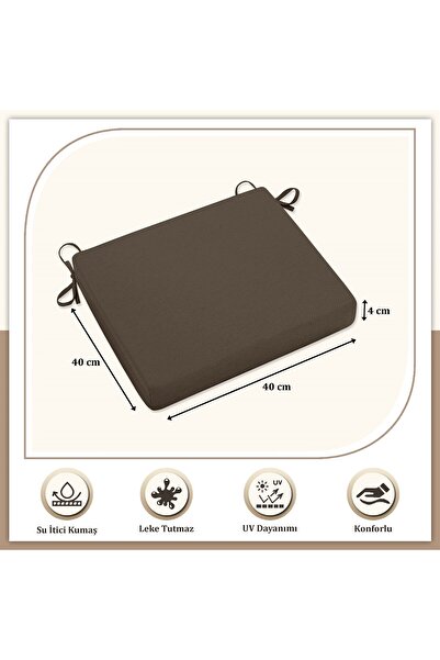 Evim Dark Brown Canvas 6-Piece Liquid-Proof Stain-Proof Zippered Chair Cushion 40X40 cm