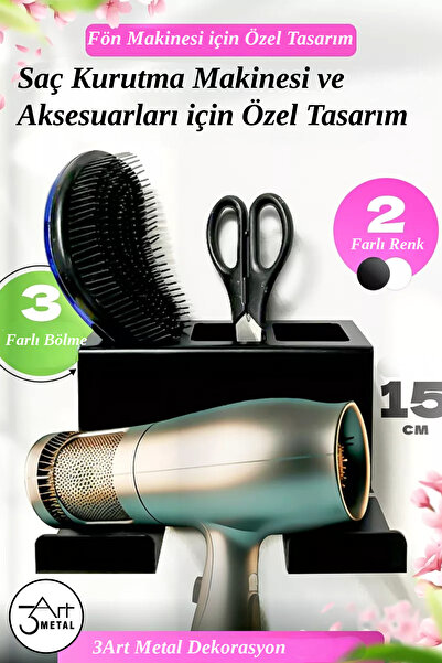 3art Metal Metal Fön Makinesi ve Aparat Standı - Kuaför & Ev Kullanımı