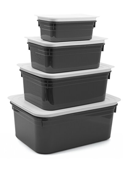 Fesya Home Tetra 4-Piece (375-900-1700-3000 ml) Storage Container with Lid - Anthracite