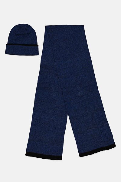 Body Glove Men 2 Pcs Brand Logo Scarf And Beanie Gift Set, Blue