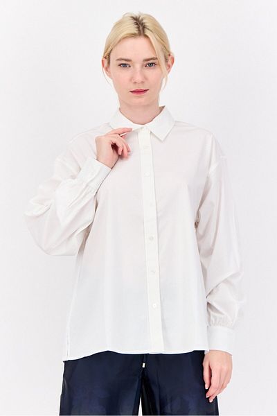 Esprit Women Regular Fit Solid Casual Shirts, White