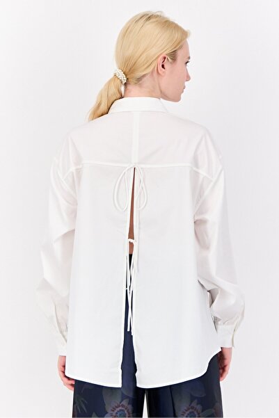 Esprit Women Regular Fit Solid Casual Shirts, White