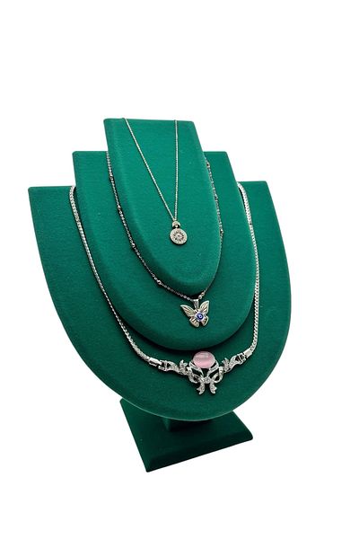 MeGass Dekor Wooden Model Amphora Fabric Green Color 25 cm Necklace Jewelry Display Mannequin