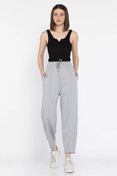 GÜLSELİ Gray Front Lawn Women's Carrot Cut Sweatpants