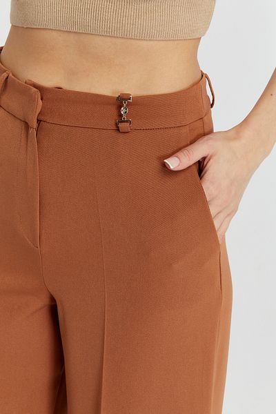 Bolivente Tan Palazzo Wide Leg Woven Fabric Trousers