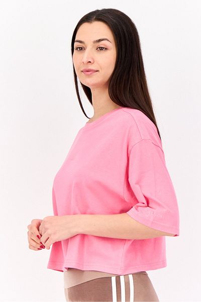 adidas Women Sportswear Fit Short Sleeves Outdoor Crop T-shirt, Pink