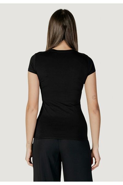 Guess Tricou negru pentru femei cu logo triunghi Ombré
