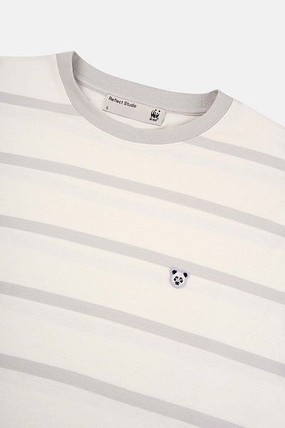 WWF Market Panda Striped T-Shirt - Gray/Beige