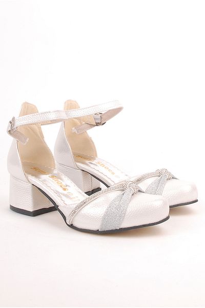 Rıdvan Çelik Girl's Ankle Buckle Heeled Evening Dress Shoes