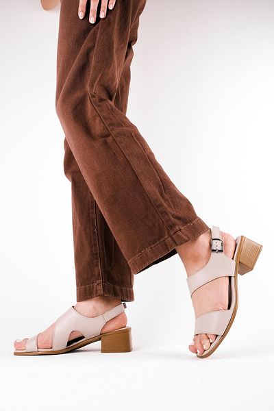 Lal Shoes & Bags Pantofi cu toc detaliați cu bandă din piele naturală pentru femei Flaxen-crem