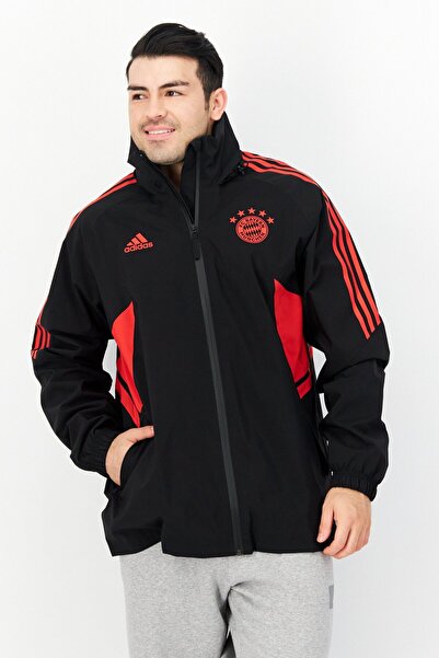 adidas جاكيت تدريب رجالي بأكمام طويلة، مناسب للرياضة، مجموعة باللون الأسود