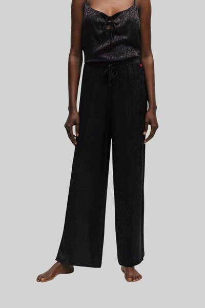 HUGO Kadın Imzalı Jakarlı Logolu Pijama Bluz Siyah