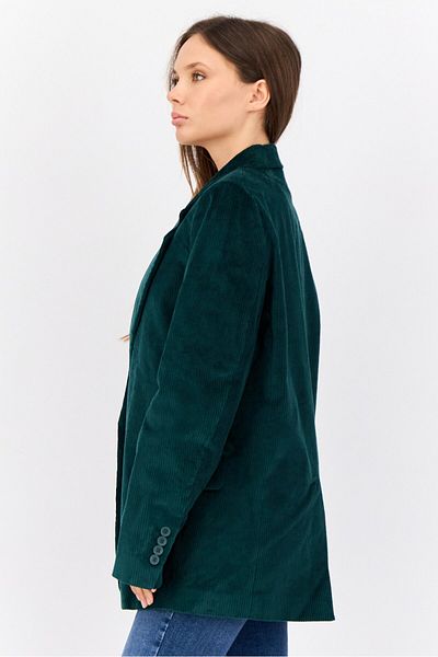 Esprit Women Regular Fit Ribbed Semi-formal Blazer, Green