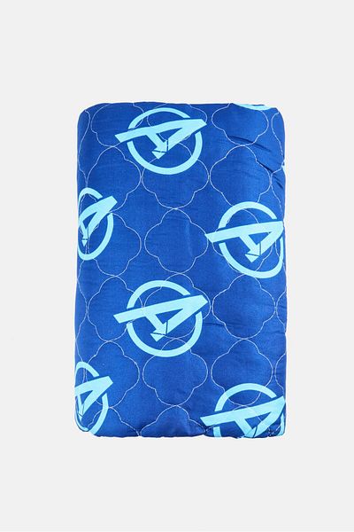 Marvel Avengers Print Quilted Bedspread 150 X 200 Cm, Blue