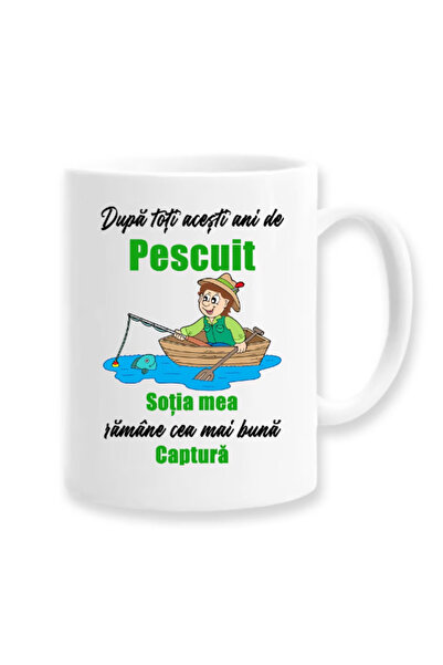 OEM Cană personalizată albă „După toți acești ani de pescuit”, Inovatix®, 330 ml