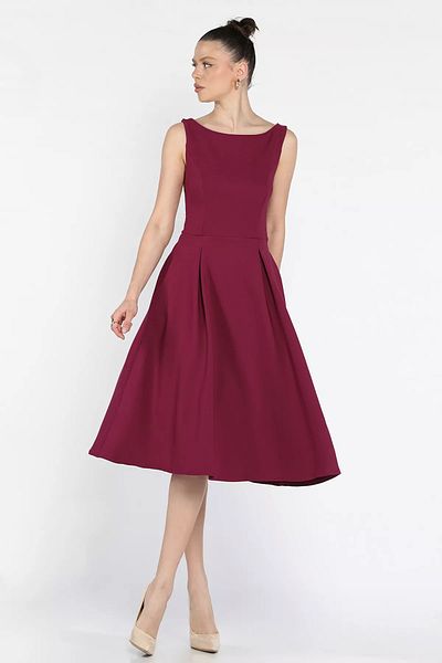 GÜLSELİ Γυναικείο αμάνικο φόρεμα με φερμουάρ Plum