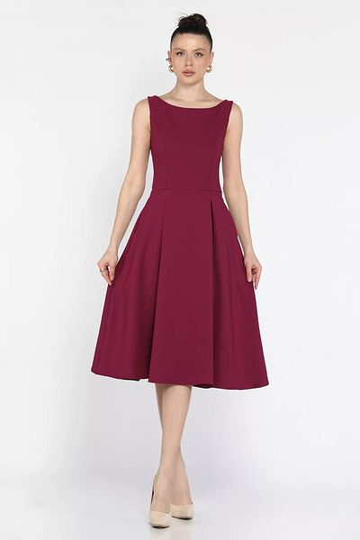 GÜLSELİ Γυναικείο αμάνικο φόρεμα με φερμουάρ Plum