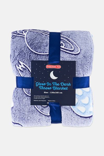 Preschool Fun Kids Textured Throw Blanket 130 X 160 Cm, Navy