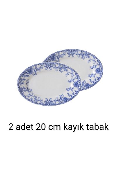 porselenden Blue Dream Blue Classic 20 cm Small Size Porcelain Breakfast Plate Service Set (2 Pcs)