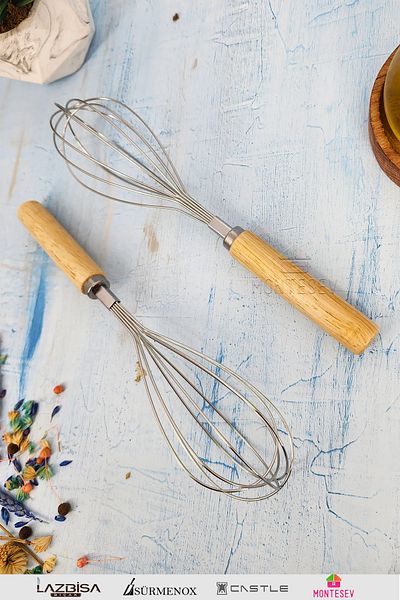MONTESEV 2 Pieces Wooden Handle Beater Egg Sauce Yogurt Mixer Meal Prep Beater