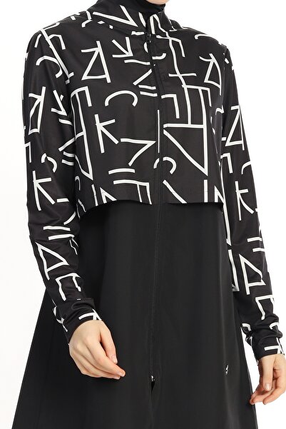 InStyle Striped Bolero 4 Piece Black Hijab Swimsuit 6200A