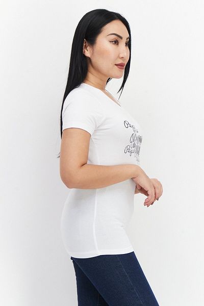 Pepe Jeans Women Crew Neck Short Sleeves Printed T-Shirt, White