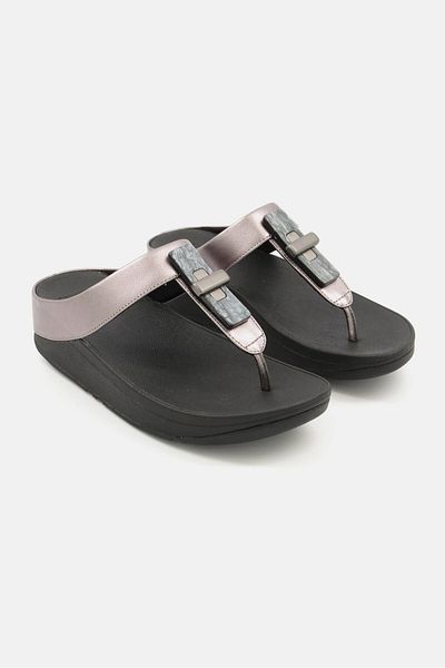Fitflop Women Fino Resin-lock Leather Sandals, Bronze/black